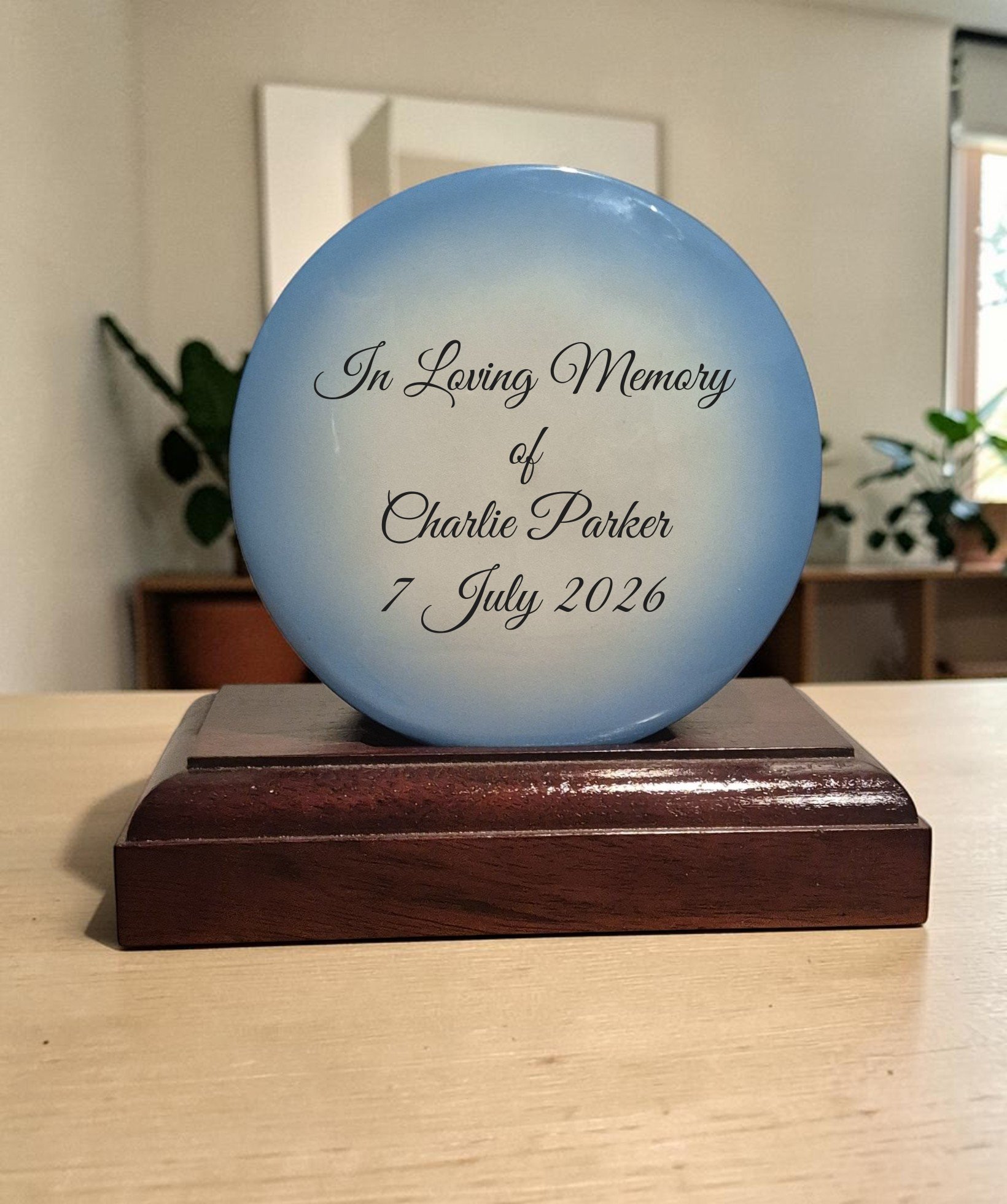Serenity Round Aluminium Urn – Blue - Image 3